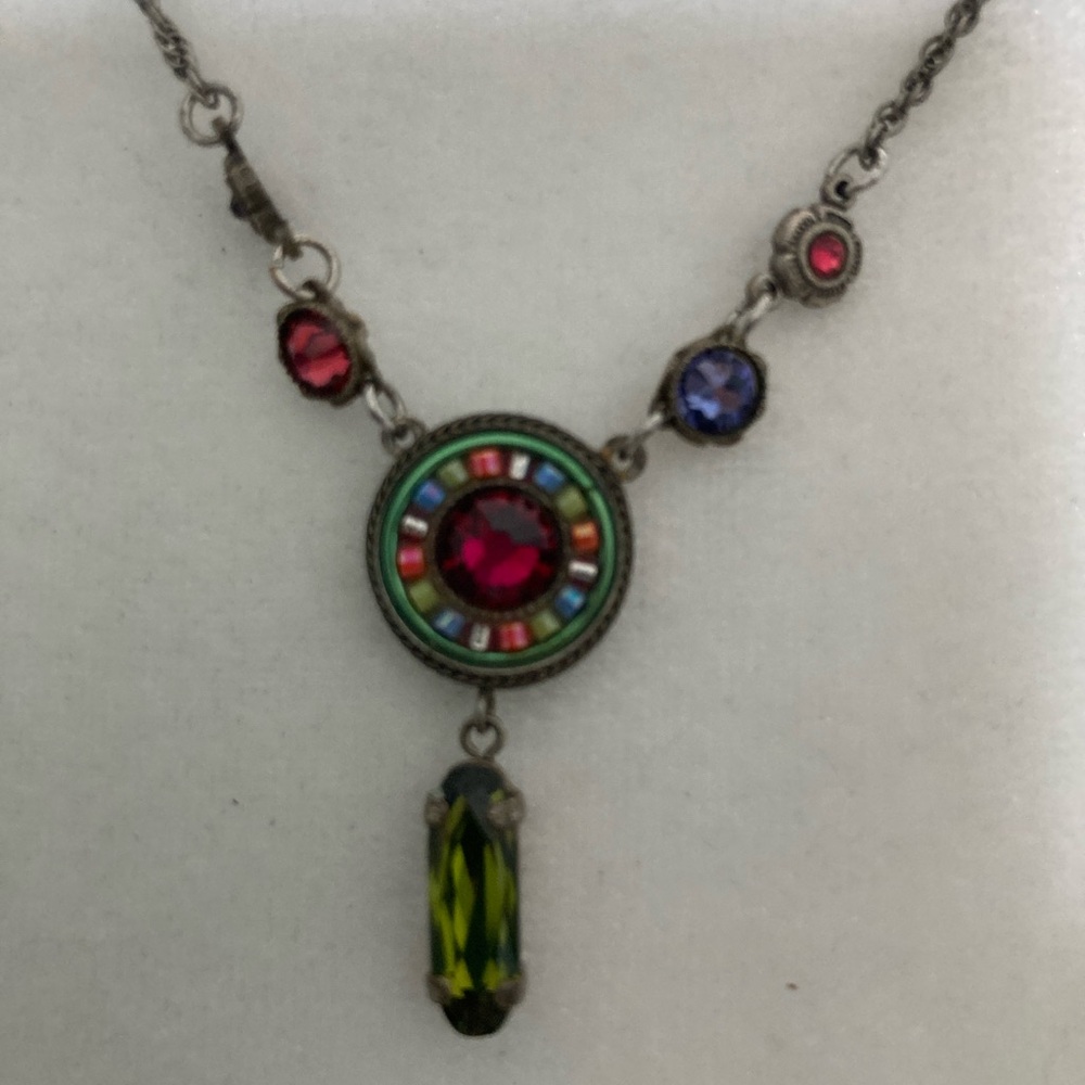 FIREFLY GUATEMALA RARE Multicolor Pendant Necklace Austrian & Swarovski Crystal